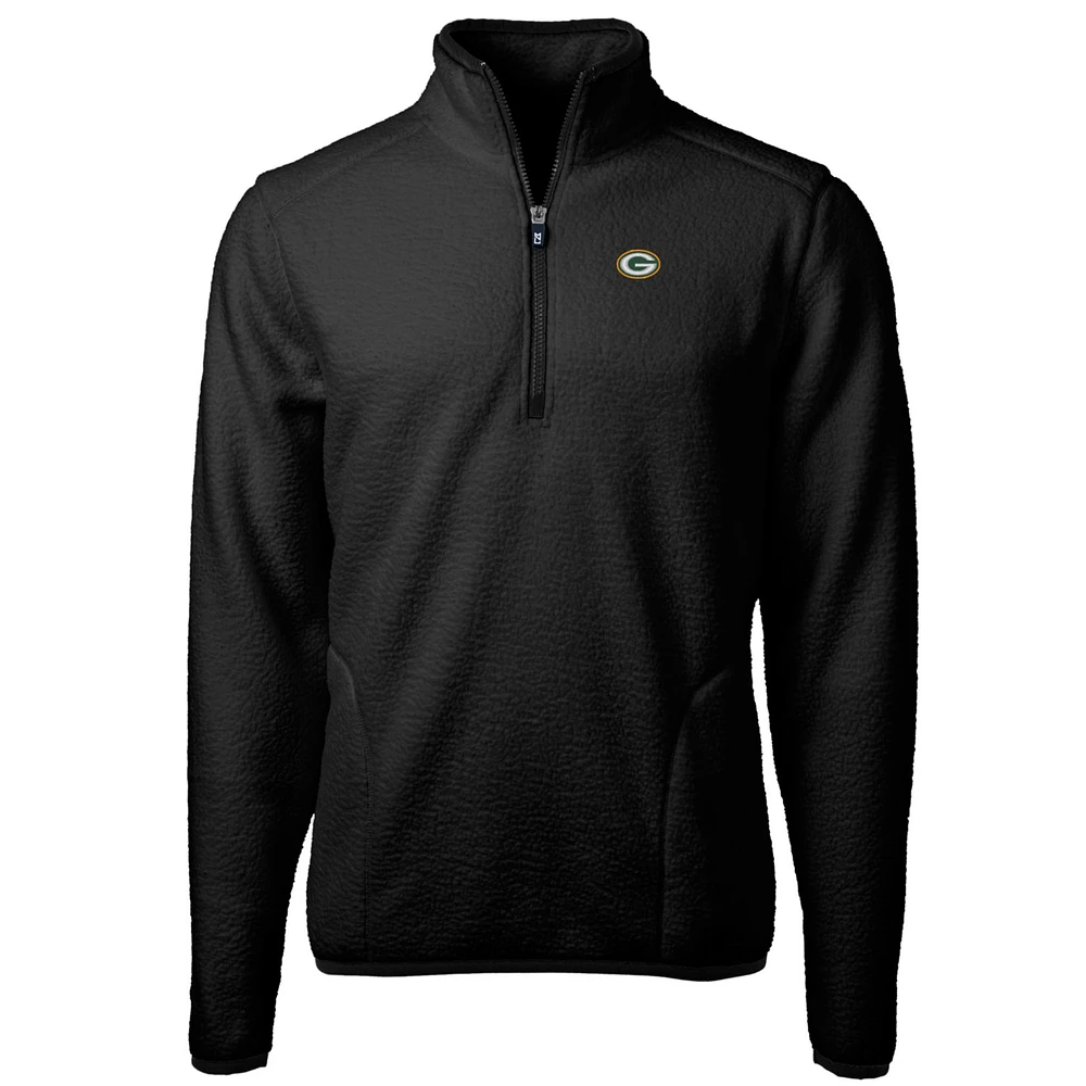 Men's Cutter & Buck Black Green Bay Packers Cascade Eco Sherpa Fleece Quarter-Zip Pullover Jacket
