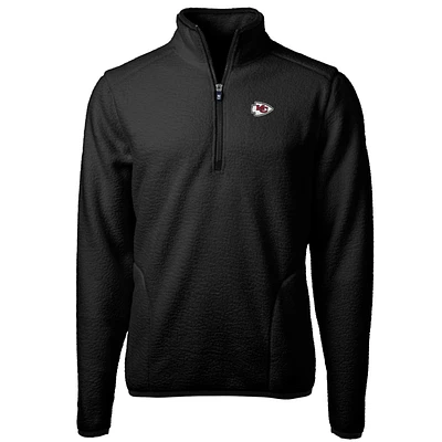 Men's Cutter & Buck Black Kansas City Chiefs Cascade Eco Sherpa Fleece Quarter-Zip Pullover Jacket