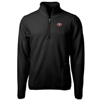 Men's Cutter & Buck Black San Francisco 49ers Cascade Eco Sherpa Fleece Quarter-Zip Pullover Jacket