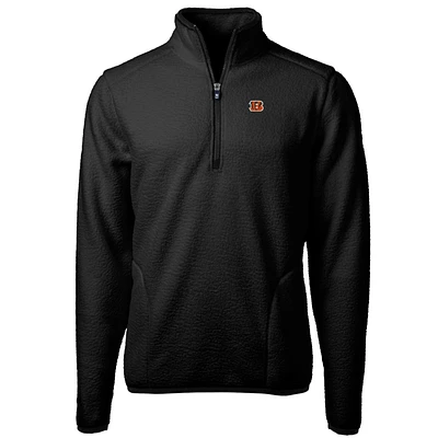 Men's Cutter & Buck Black Cincinnati Bengals Cascade Eco Sherpa Fleece Quarter-Zip Pullover Jacket
