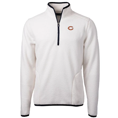 Men's Cutter & Buck White Chicago Bears Cascade Eco Sherpa Fleece Quarter-Zip Pullover Jacket