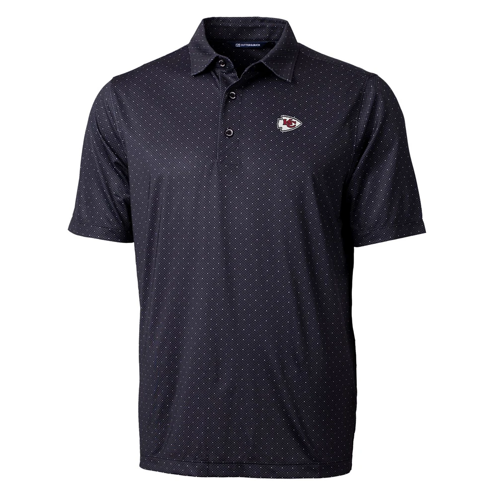 Men's Cutter & Buck Black Kansas City Chiefs Pike Double Dot Print Stretch Polo