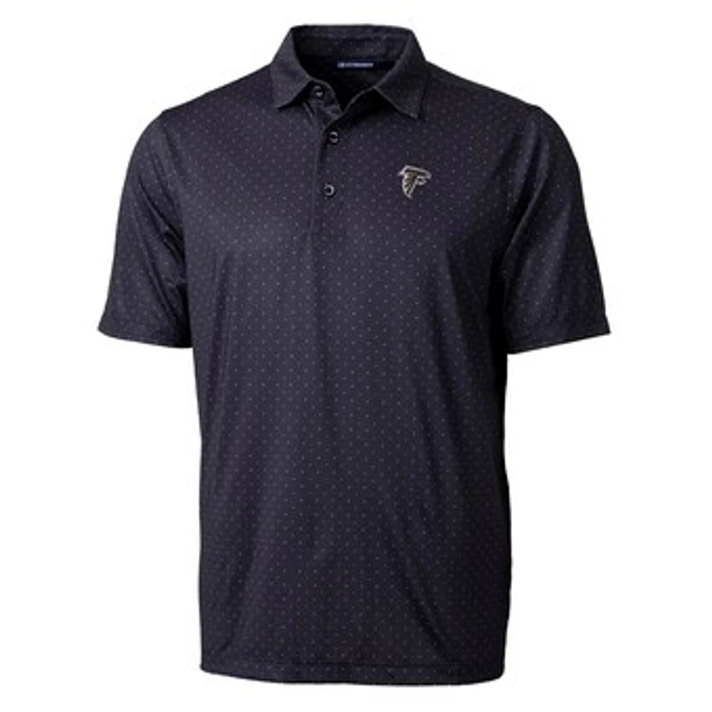 Men's Cutter & Buck Black Atlanta Falcons Pike Double Dot Print Stretch Polo