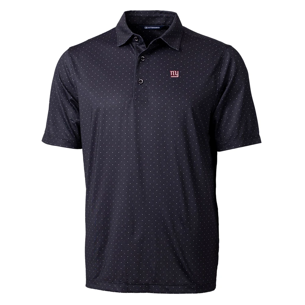 Men's Cutter & Buck Black New York Giants Pike Double Dot Print Stretch Polo