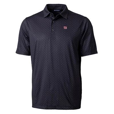 Men's Cutter & Buck Black New York Giants Pike Double Dot Print Stretch Polo