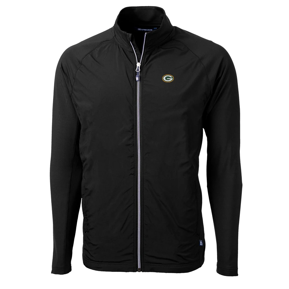 Men's Cutter & Buck Black Green Bay Packers Big Tall Adapt Eco Knit Full-Zip Raglan Jacket