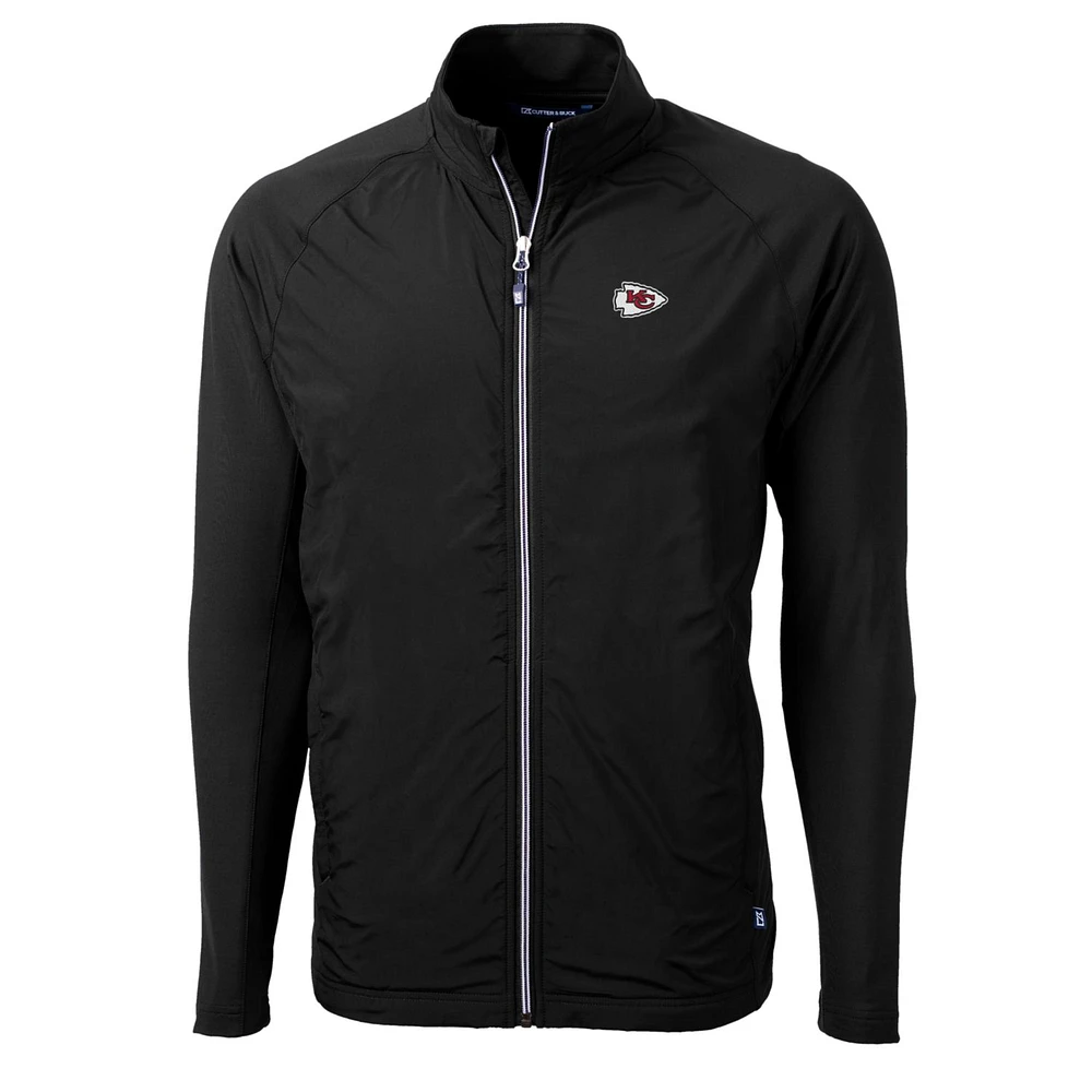 Men's Cutter & Buck Black Kansas City Chiefs Big Tall Adapt Eco Knit Full-Zip Raglan Jacket