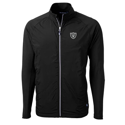 Men's Cutter & Buck Black Las Vegas Raiders Big Tall Adapt Eco Knit Full-Zip Raglan Jacket
