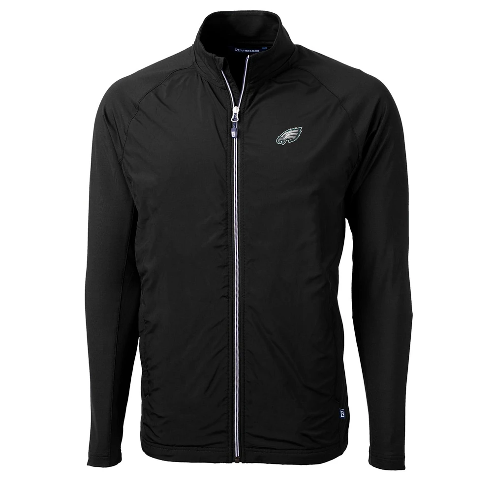 Men's Cutter & Buck Black Philadelphia Eagles Big Tall Adapt Eco Knit Full-Zip Raglan Jacket