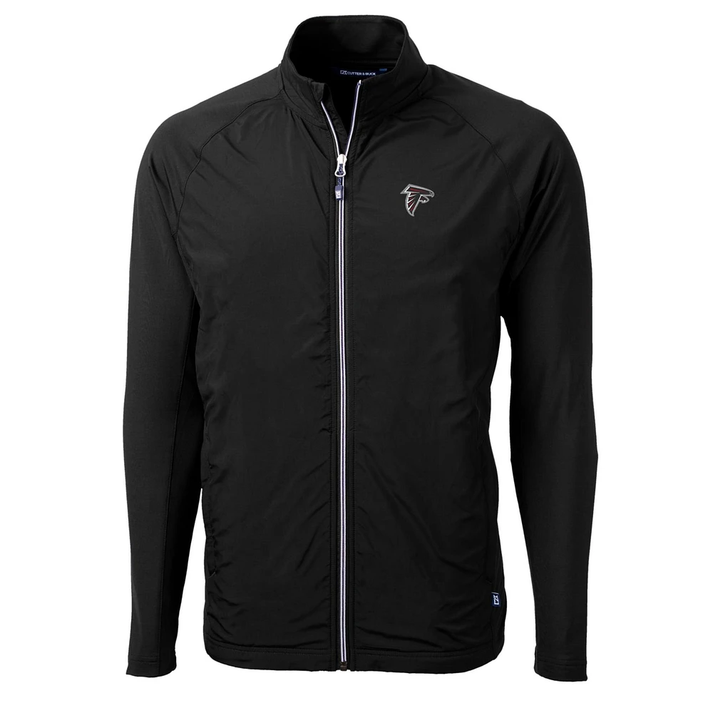 Men's Cutter & Buck Black Atlanta Falcons Big Tall Adapt Eco Knit Full-Zip Raglan Jacket