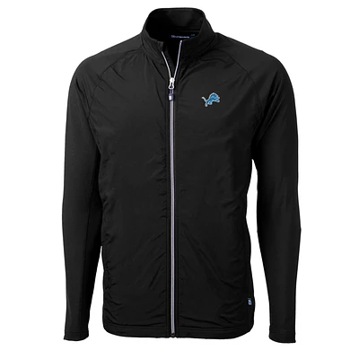 Men's Cutter & Buck Black Detroit Lions Big Tall Adapt Eco Knit Full-Zip Raglan Jacket