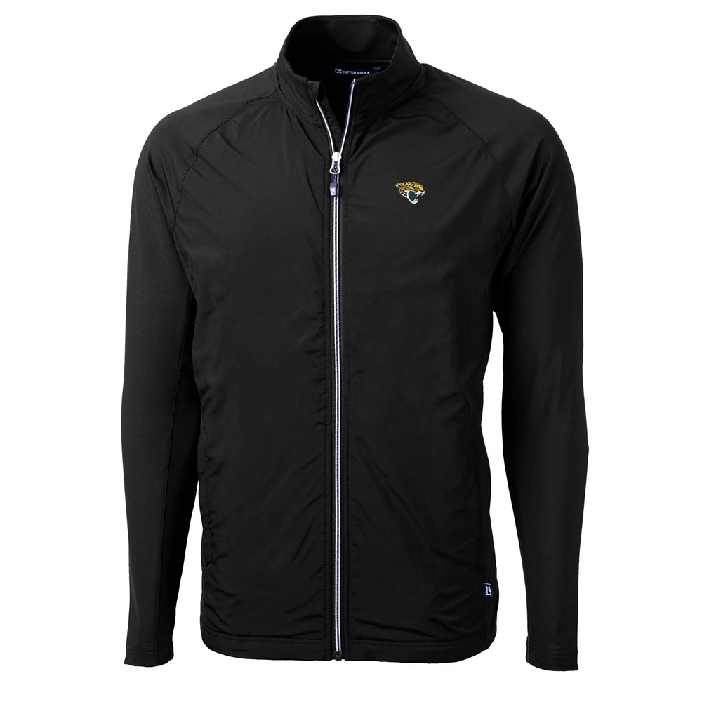 Men's Cutter & Buck Black Jacksonville Jaguars Big Tall Adapt Eco Knit Full-Zip Raglan Jacket