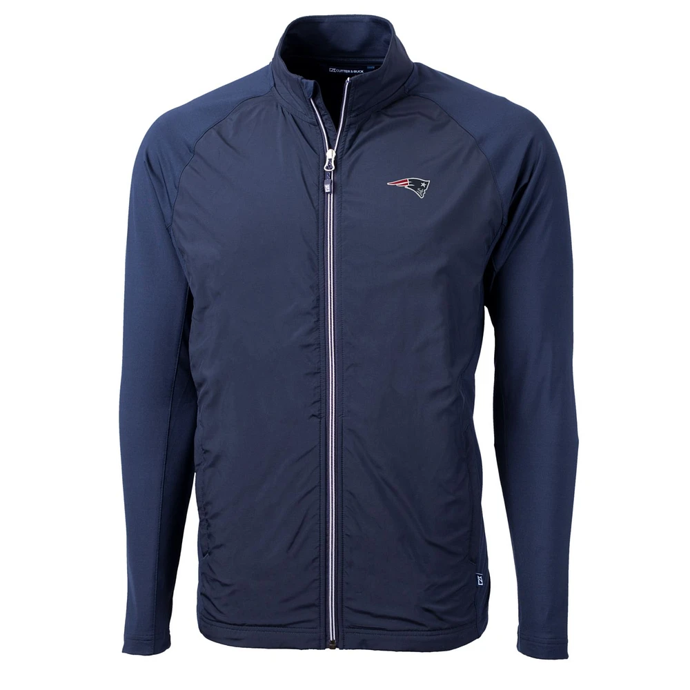 Men's Cutter & Buck Navy New England Patriots Big Tall Adapt Eco Knit Full-Zip Raglan Jacket