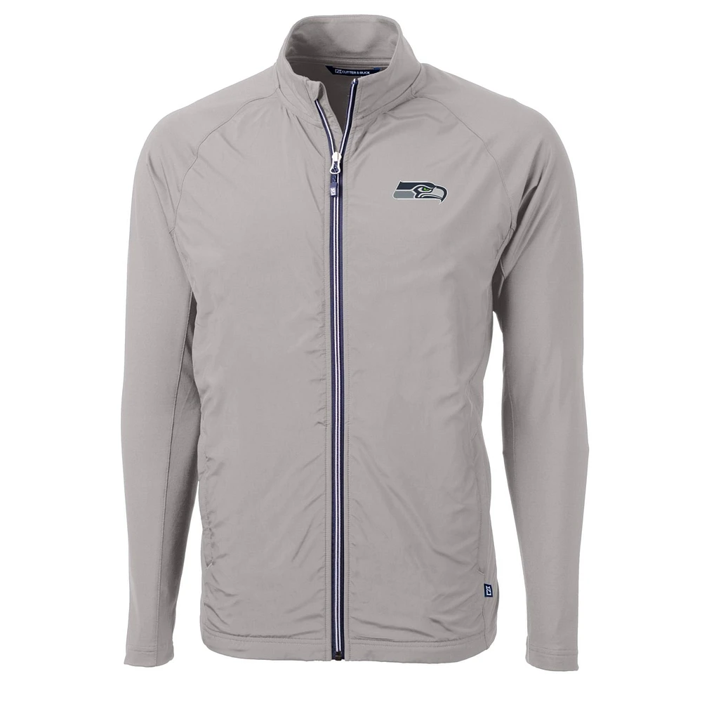 Men's Cutter & Buck Gray Seattle Seahawks Big Tall Adapt Eco Knit Full-Zip Raglan Jacket