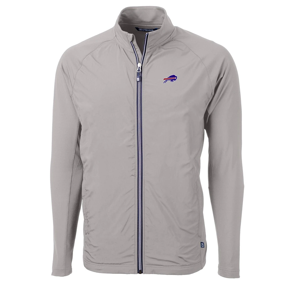 Men's Cutter & Buck Gray Buffalo Bills Big & Tall Adapt Eco Knit Full-Zip Raglan Jacket