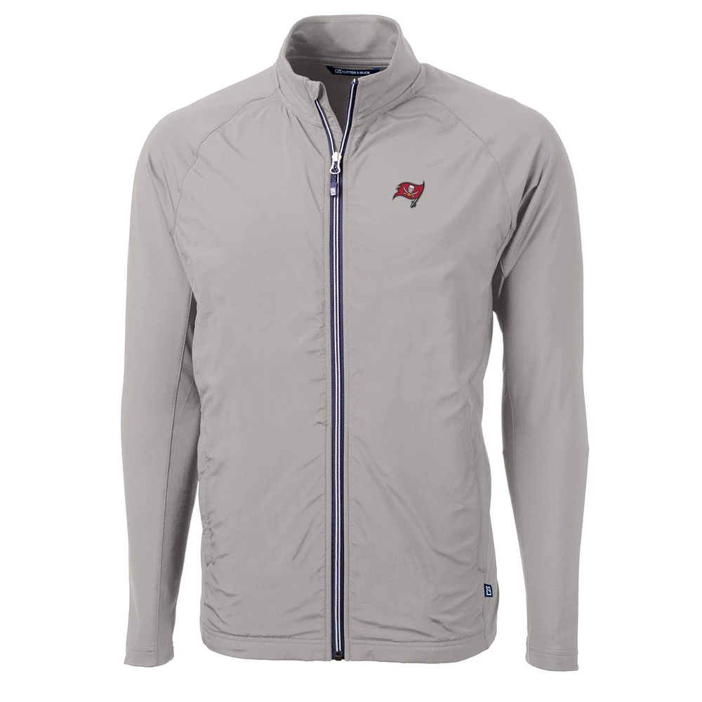 Men's Cutter & Buck Gray Tampa Bay Buccaneers Big & Tall Adapt Eco Knit Full-Zip Raglan Jacket