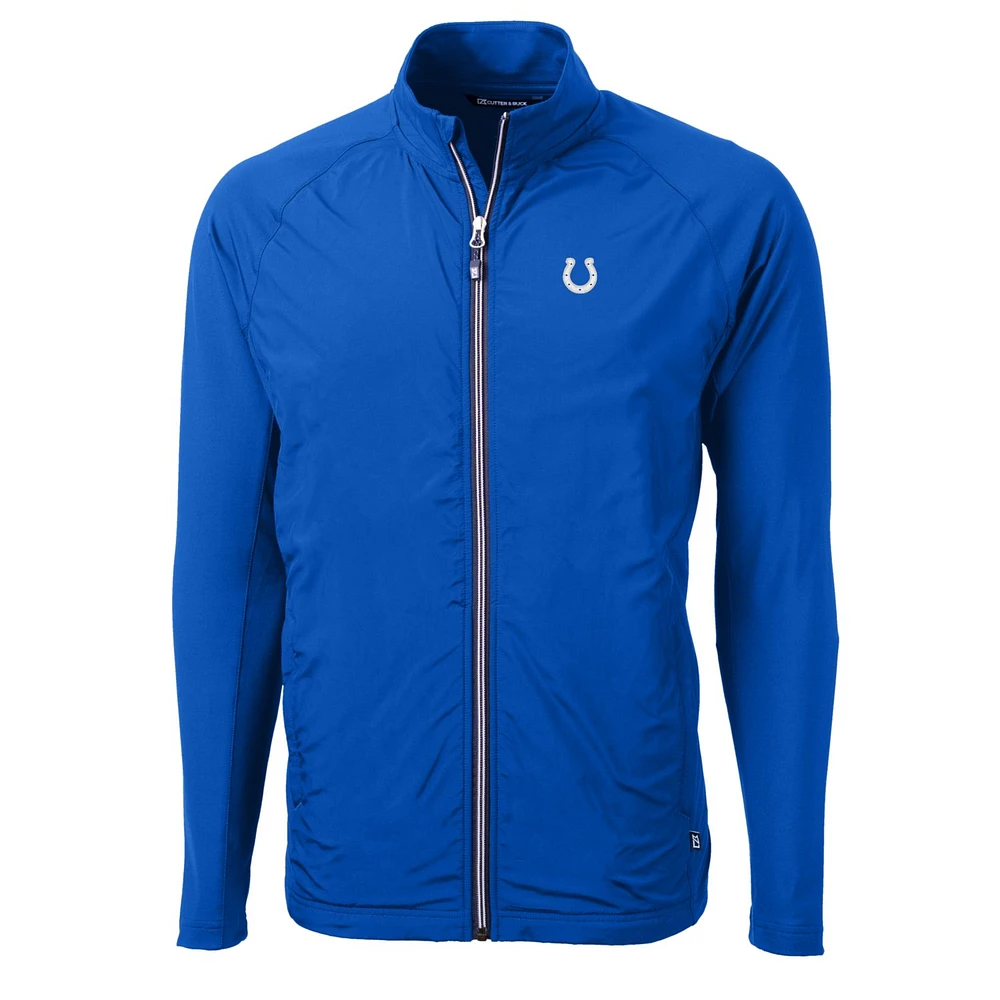 Men's Cutter & Buck Royal Indianapolis Colts Big Tall Adapt Eco Knit Full-Zip Raglan Jacket