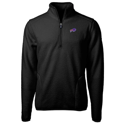 Men's Cutter & Buck Black Buffalo Bills Big Tall Cascade Eco Sherpa Fleece Quarter-Zip Pullover Jacket
