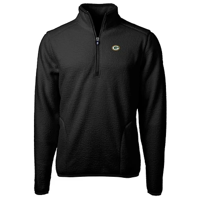 Men's Cutter & Buck Black Green Bay Packers Big Tall Cascade Eco Sherpa Fleece Quarter-Zip Pullover Jacket