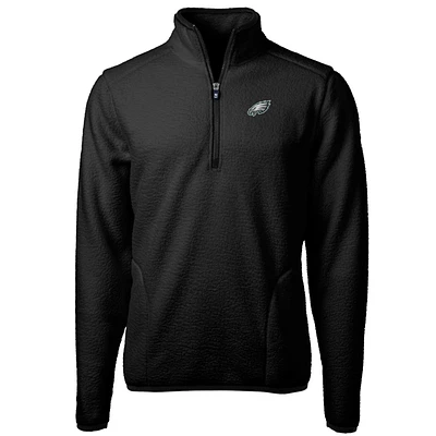 Men's Cutter & Buck Black Philadelphia Eagles Big Tall Cascade Eco Sherpa Fleece Quarter-Zip Pullover Jacket