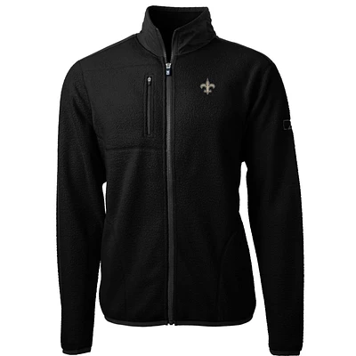 Men's Cutter & Buck Black New Orleans Saints Big Tall Cascade Eco Sherpa Fleece Full-Zip Jacket