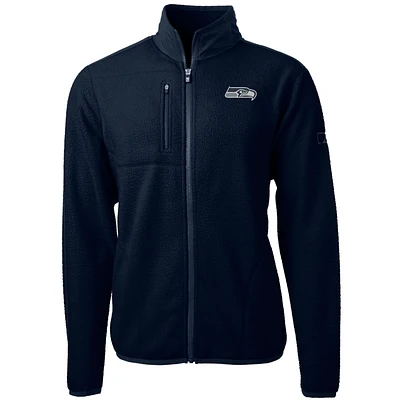Men's Cutter & Buck Navy Seattle Seahawks Big Tall Cascade Eco Sherpa Fleece Full-Zip Jacket