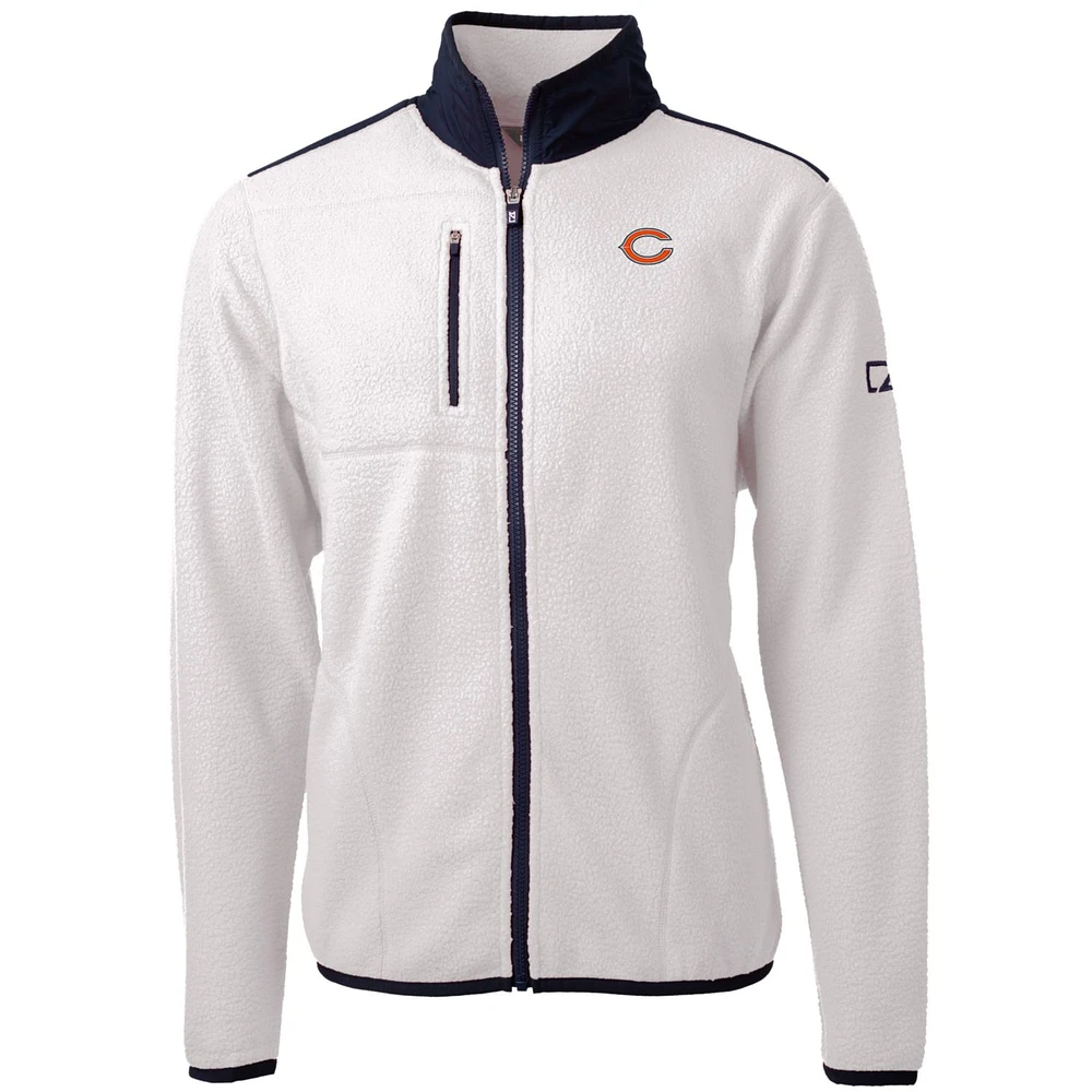 Men's Cutter & Buck White Chicago Bears Big & Tall Cascade Eco Sherpa Fleece Full-Zip Jacket
