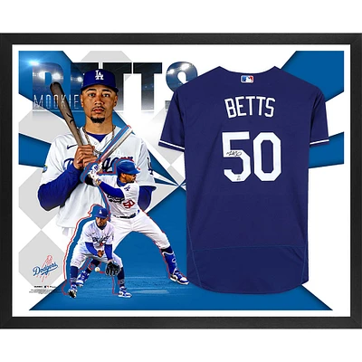 Mookie Betts Los Angeles Dodgers Autographed Framed Blue Nike Authentic Jersey Collage