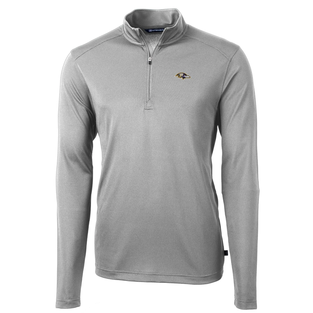Men's Cutter & Buck Gray Baltimore Ravens Big Tall Virtue Eco Pique Quarter-Zip Pullover Jacket
