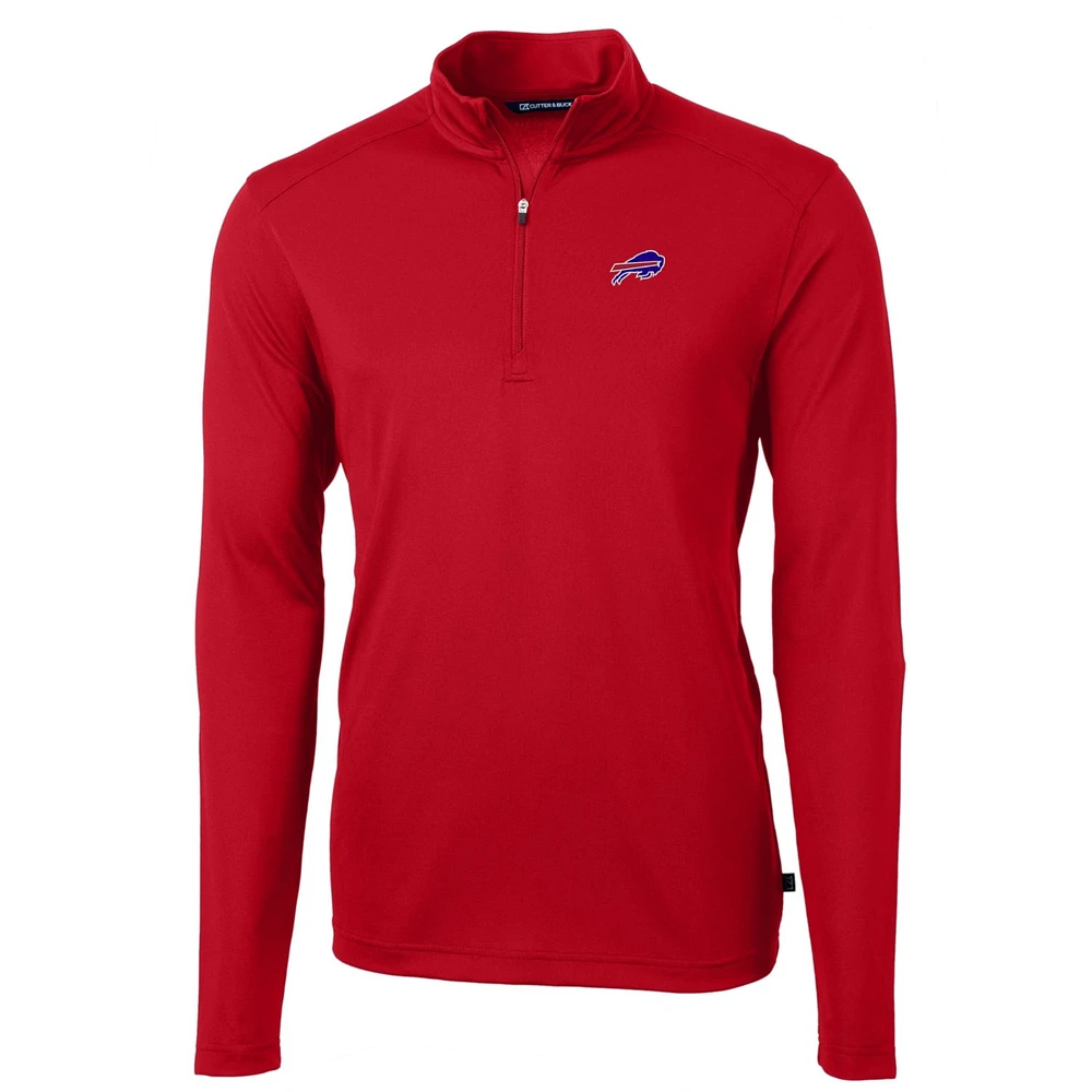 Men's Cutter & Buck Red Buffalo Bills Big Tall Virtue Eco Pique Quarter-Zip Pullover Jacket