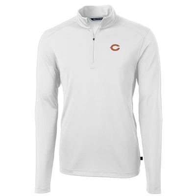Men's Cutter & Buck White Chicago Bears Big Tall Virtue Eco Pique Quarter-Zip Pullover Jacket