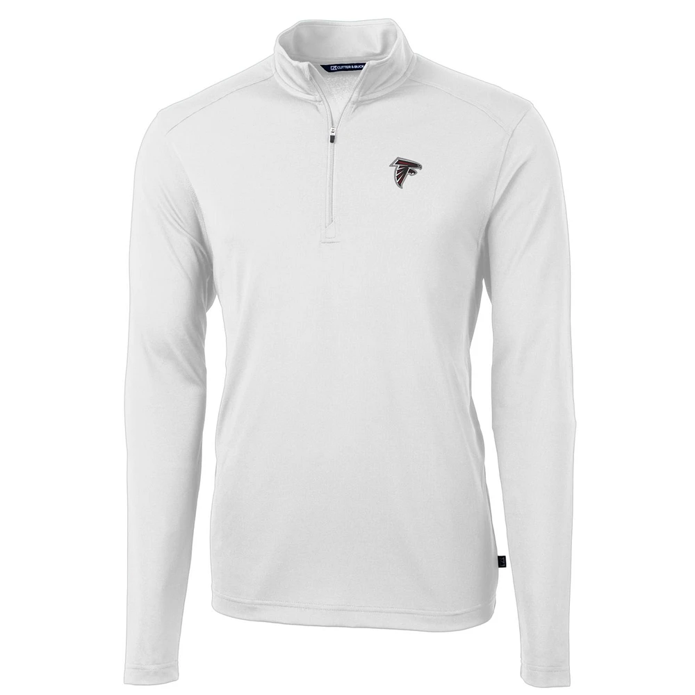 Men's Cutter & Buck White Atlanta Falcons Big & Tall Virtue Eco Pique Quarter-Zip Pullover Jacket