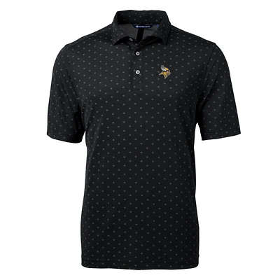 Men's Cutter & Buck Black Minnesota Vikings Big Tall Virtue Eco Pique Tile Polo
