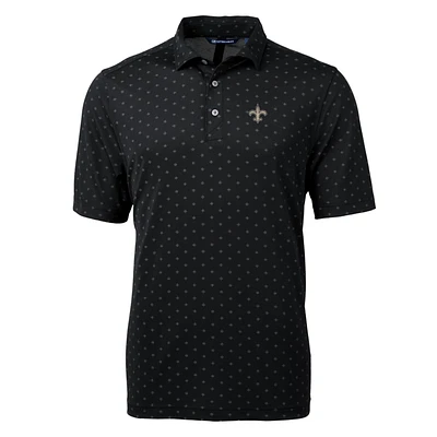 Men's Cutter & Buck Black New Orleans Saints Big Tall Virtue Eco Pique Tile Polo