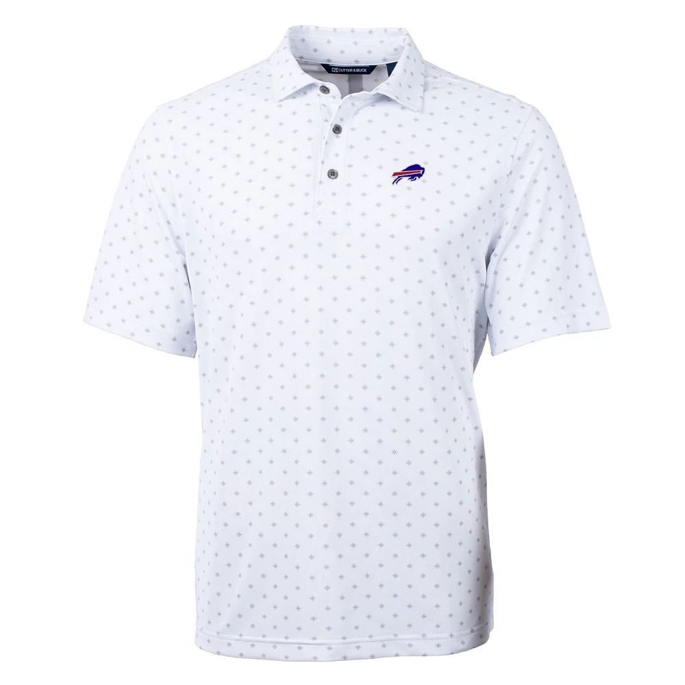 Men's Cutter & Buck White Buffalo Bills Big Tall Virtue Eco Pique Tile Polo