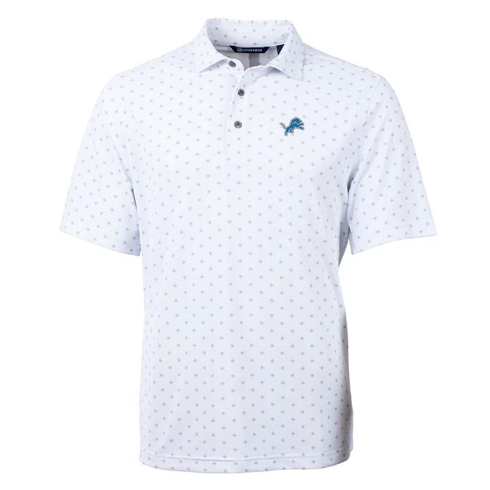 Men's Cutter & Buck White Detroit Lions Big Tall Virtue Eco Pique Tile Polo