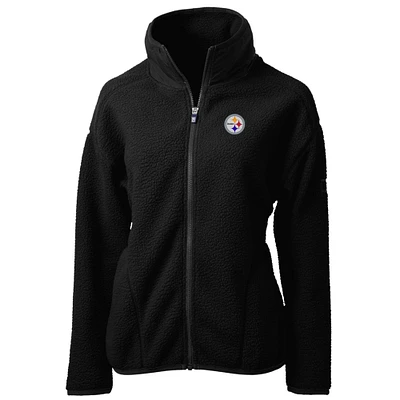 Women's Cutter & Buck Black Pittsburgh Steelers Cascade Eco Sherpa Fleece Full-Zip Jacket