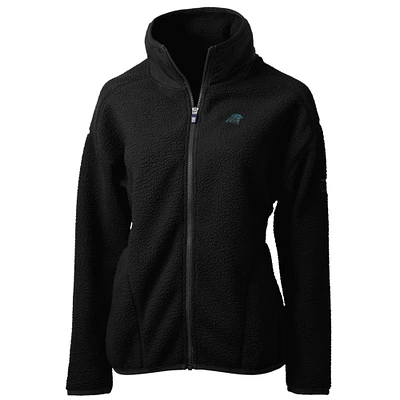 Women's Cutter & Buck Black Carolina Panthers Cascade Eco Sherpa Fleece Full-Zip Jacket