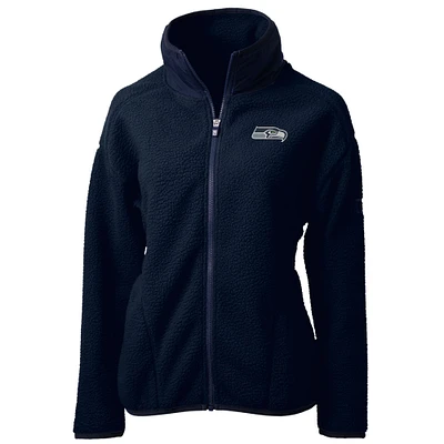 Women's Cutter & Buck College Navy Seattle Seahawks Cascade Eco Sherpa Fleece Full-Zip Jacket