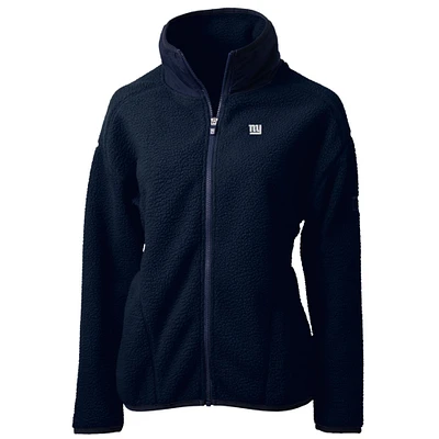 Women's Cutter & Buck Navy New York Giants Cascade Eco Sherpa Fleece Full-Zip Jacket