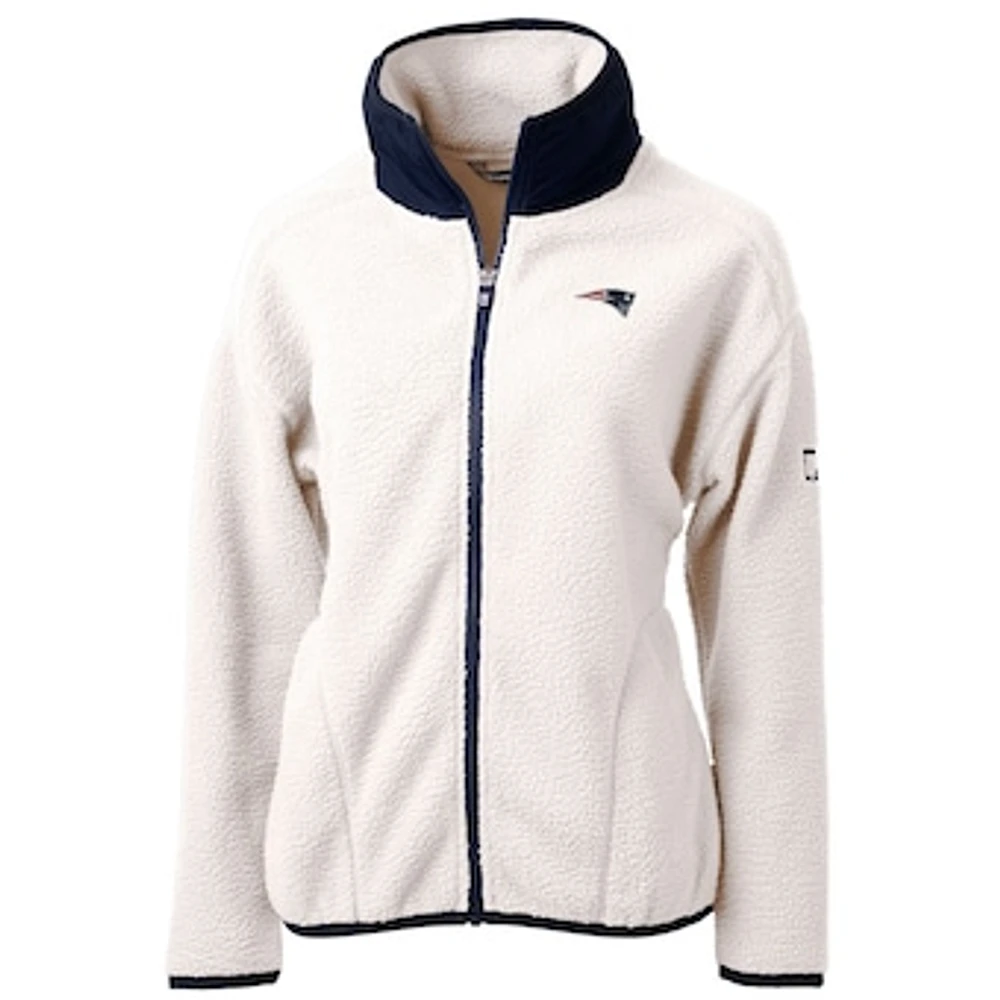 Women's Cutter & Buck White/Navy New England Patriots Cascade Eco Sherpa Fleece Full-Zip Jacket