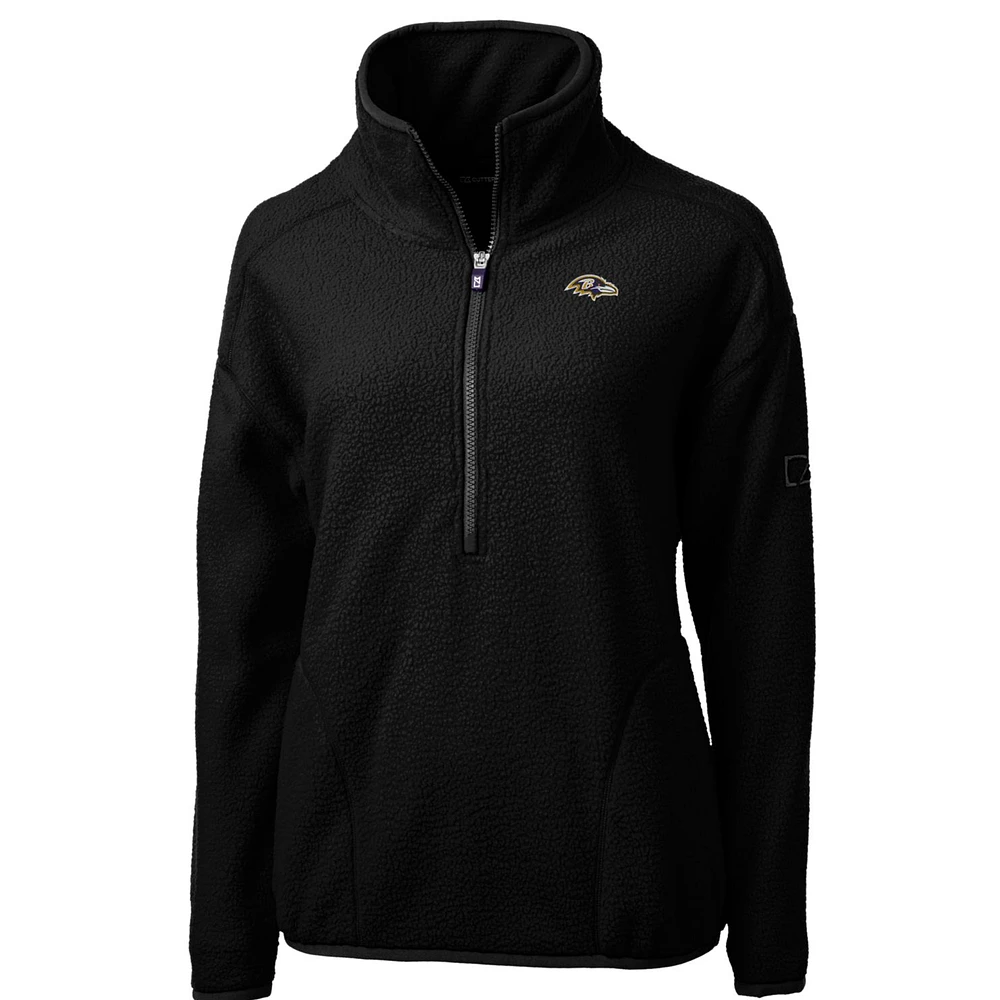 Women's Cutter & Buck Black Baltimore Ravens Cascade Eco Sherpa Fleece Half-Zip Pullover Jacket