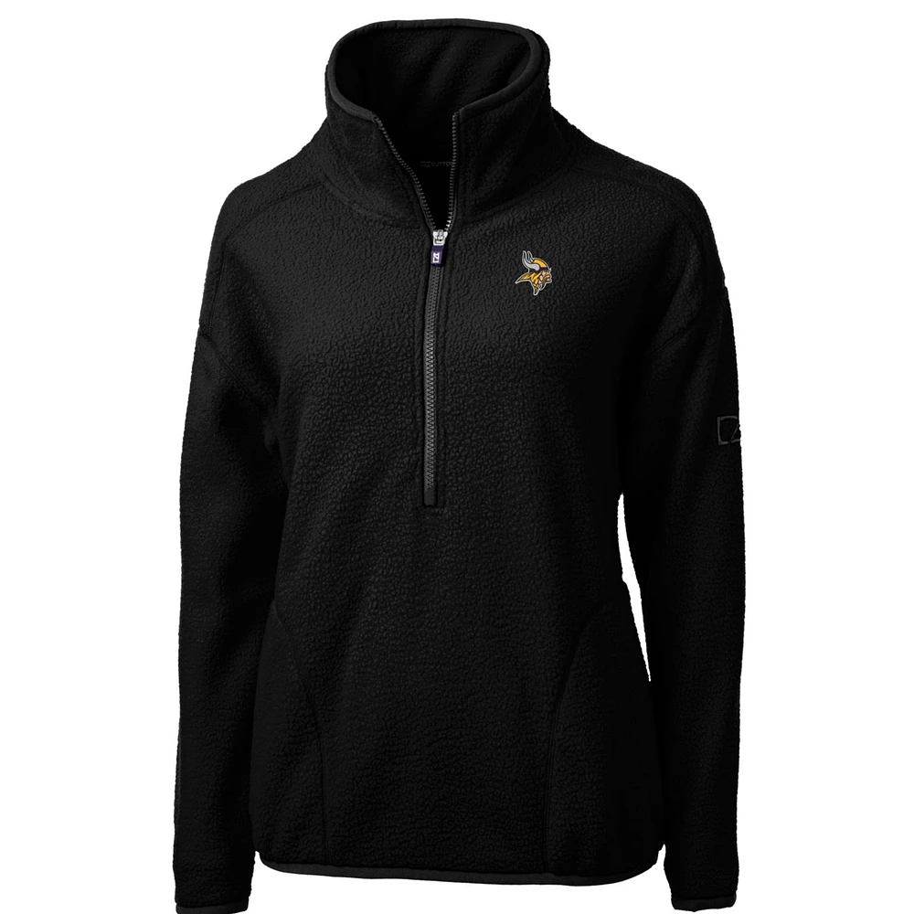 Women's Cutter & Buck Black Minnesota Vikings Cascade Eco Sherpa Fleece Half-Zip Pullover Jacket
