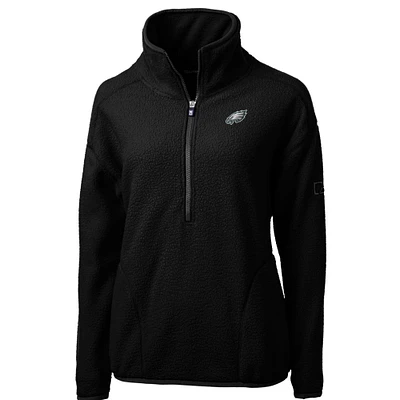 Women's Cutter & Buck Black Philadelphia Eagles Cascade Eco Sherpa Fleece Half-Zip Pullover Jacket