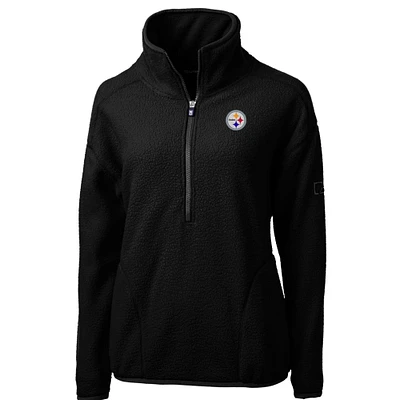 Women's Cutter & Buck Black Pittsburgh Steelers Cascade Eco Sherpa Fleece Half-Zip Pullover Jacket