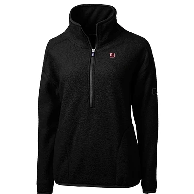 Women's Cutter & Buck Black New York Giants Cascade Eco Sherpa Fleece Half-Zip Pullover Jacket