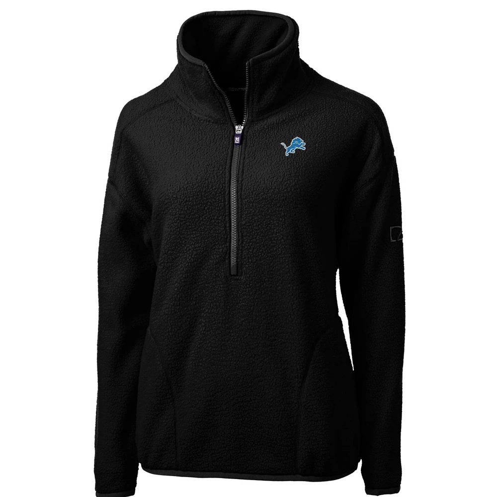 Women's Cutter & Buck Black Detroit Lions Cascade Eco Sherpa Fleece Half-Zip Pullover Jacket