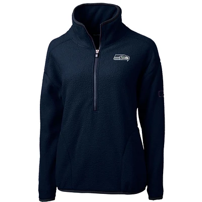 Women's Cutter & Buck Navy Seattle Seahawks Cascade Eco Sherpa Fleece Half-Zip Pullover Jacket