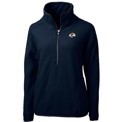Women's Cutter & Buck Navy Los Angeles Rams Cascade Eco Sherpa Fleece Half-Zip Pullover Jacket