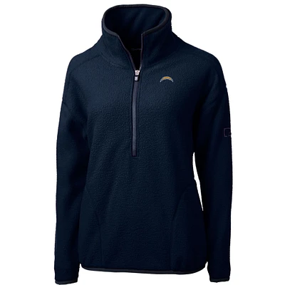 Women's Cutter & Buck Navy Los Angeles Chargers Cascade Eco Sherpa Fleece Half-Zip Pullover Jacket
